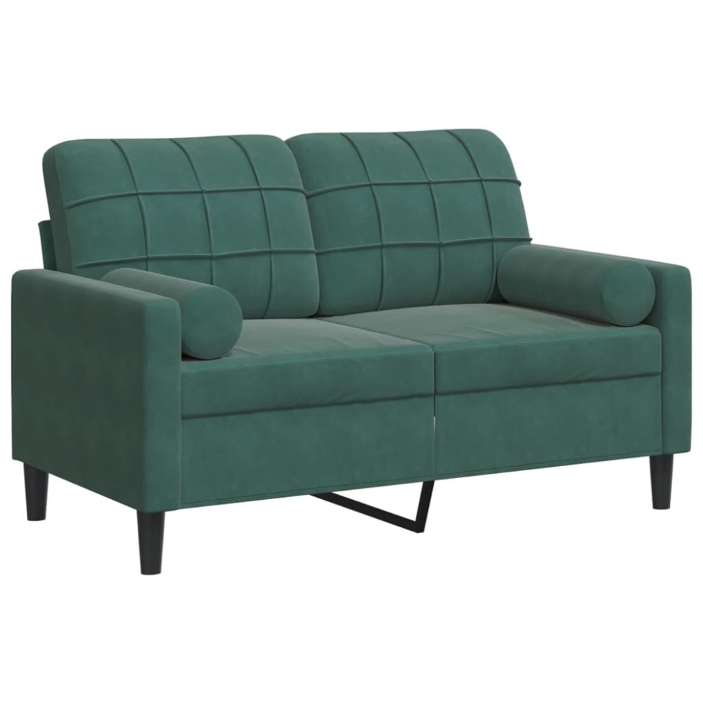 vidaXL Canapea cu 2 locuri cu pernuțe, verde închis, 120 cm, catifea