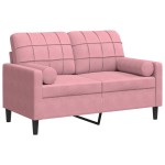 vidaXL Canapea cu 2 locuri cu pernuțe, roz, 120 cm, catifea