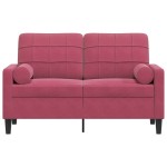 vidaXL Canapea cu 2 locuri cu pernuțe, roșu vin, 120 cm, catifea
