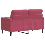 vidaXL Canapea cu 2 locuri cu pernuțe, roșu vin, 120 cm, catifea