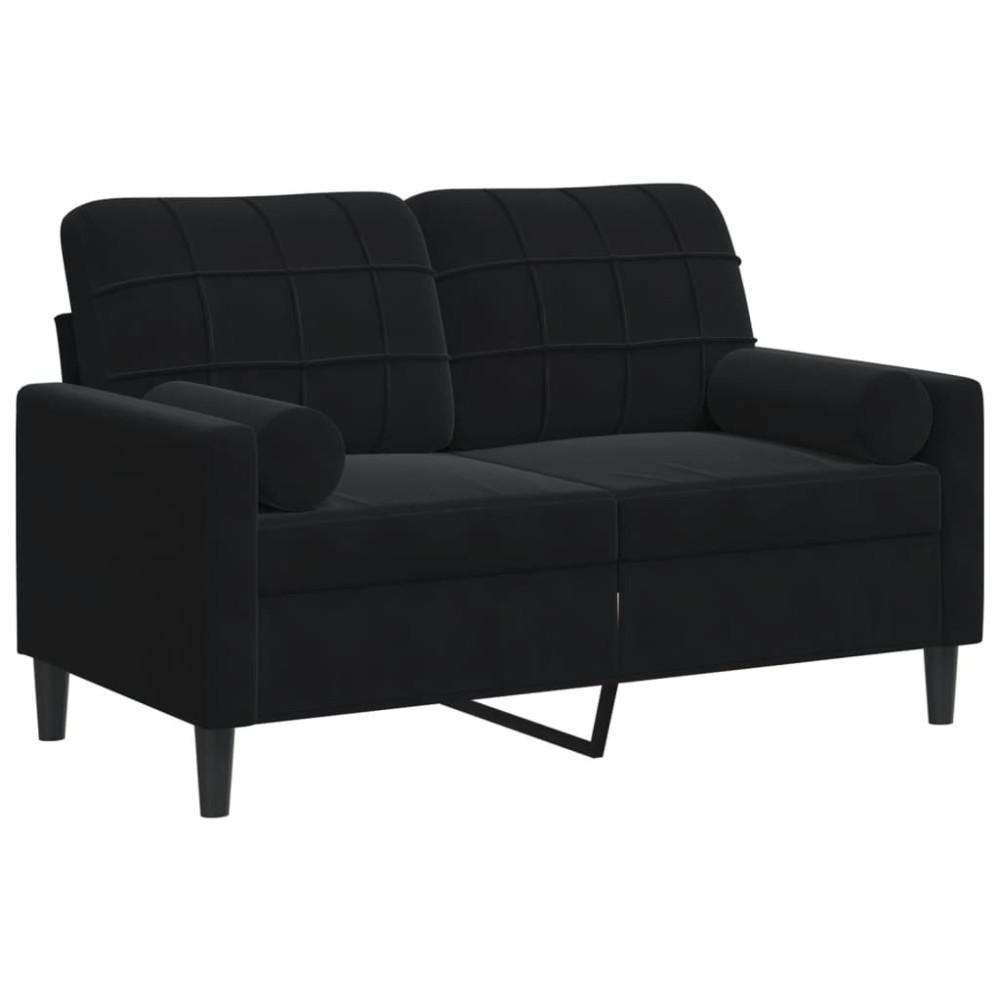 vidaXL Canapea cu 2 locuri cu pernuțe, negru, 120 cm, catifea