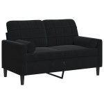 vidaXL Canapea cu 2 locuri cu pernuțe, negru, 120 cm, catifea vidaXL Canapea cu 2 locuri cu pernuțe, negru, 120 cm, catifea
