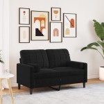 vidaXL Canapea cu 2 locuri cu pernuțe, negru, 120 cm, catifea vidaXL Canapea cu 2 locuri cu pernuțe, negru, 120 cm, catifea