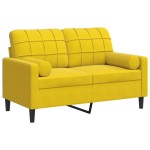 vidaXL Canapea cu 2 locuri cu pernuțe, galben, 120 cm, catifea vidaXL Canapea cu 2 locuri cu pernuțe, galben, 120 cm, catifea