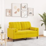vidaXL Canapea cu 2 locuri cu pernuțe, galben, 120 cm, catifea vidaXL Canapea cu 2 locuri cu pernuțe, galben, 120 cm, catifea