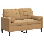 vidaXL Canapea cu 2 locuri cu pernuțe, maro, 120 cm, catifea vidaXL Canapea cu 2 locuri cu pernuțe, maro, 120 cm, catifea