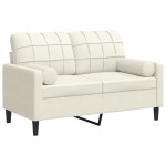 vidaXL Canapea cu 2 locuri cu pernuțe, crem, 120 cm, catifea vidaXL Canapea cu 2 locuri cu pernuțe, crem, 120 cm, catifea
