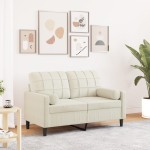 vidaXL Canapea cu 2 locuri cu pernuțe, crem, 120 cm, catifea vidaXL Canapea cu 2 locuri cu pernuțe, crem, 120 cm, catifea