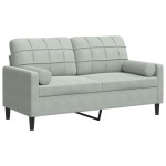 vidaXL Canapea cu 2 locuri cu pernuțe, gri deschis, 140 cm, catifea