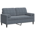 vidaXL Canapea cu 2 locuri cu pernuțe, gri închis, 140 cm, catifea vidaXL Canapea cu 2 locuri cu pernuțe, gri închis, 140 cm, catifea