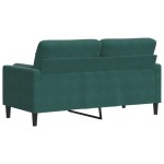vidaXL Canapea cu 2 locuri cu pernuțe, verde închis, 140 cm, catifea