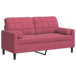 vidaXL Canapea cu 2 locuri cu pernuțe, roșu vin, 140 cm, catifea