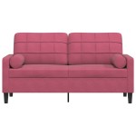 vidaXL Canapea cu 2 locuri cu pernuțe, roșu vin, 140 cm, catifea