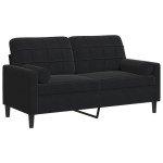 vidaXL Canapea cu 2 locuri cu pernuțe, negru, 140 cm, catifea vidaXL Canapea cu 2 locuri cu pernuțe, negru, 140 cm, catifea