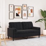 vidaXL Canapea cu 2 locuri cu pernuțe, negru, 140 cm, catifea vidaXL Canapea cu 2 locuri cu pernuțe, negru, 140 cm, catifea