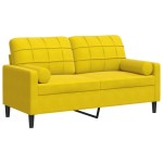 vidaXL Canapea cu 2 locuri cu pernuțe, galben, 140 cm, catifea vidaXL Canapea cu 2 locuri cu pernuțe, galben, 140 cm, catifea