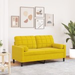 vidaXL Canapea cu 2 locuri cu pernuțe, galben, 140 cm, catifea vidaXL Canapea cu 2 locuri cu pernuțe, galben, 140 cm, catifea