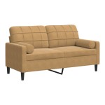 vidaXL Canapea cu 2 locuri cu pernuțe, maro, 140 cm, catifea vidaXL Canapea cu 2 locuri cu pernuțe, maro, 140 cm, catifea