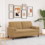 vidaXL Canapea cu 2 locuri cu pernuțe, maro, 140 cm, catifea vidaXL Canapea cu 2 locuri cu pernuțe, maro, 140 cm, catifea