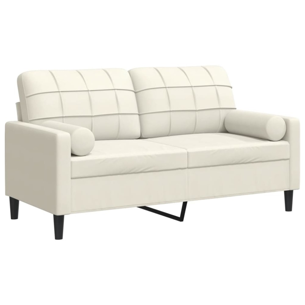vidaXL Canapea cu 2 locuri cu pernuțe, crem, 140 cm, catifea