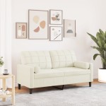vidaXL Canapea cu 2 locuri cu pernuțe, crem, 140 cm, catifea vidaXL Canapea cu 2 locuri cu pernuțe, crem, 140 cm, catifea