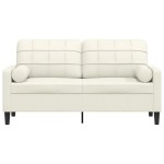 vidaXL Canapea cu 2 locuri cu pernuțe, crem, 140 cm, catifea vidaXL Canapea cu 2 locuri cu pernuțe, crem, 140 cm, catifea