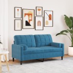 vidaXL Canapea cu 2 locuri cu pernuțe, albastru, 140 cm, catifea vidaXL Canapea cu 2 locuri cu pernuțe, albastru, 140 cm, catifea