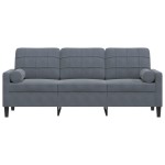 vidaXL Canapea cu 3 locuri cu pernuțe, gri închis, 180 cm, catifea