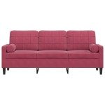 vidaXL Canapea cu 3 locuri cu pernuțe, roșu vin, 180 cm, catifea vidaXL Canapea cu 3 locuri cu pernuțe, roșu vin, 180 cm, catifea