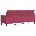vidaXL Canapea cu 3 locuri cu pernuțe, roșu vin, 180 cm, catifea vidaXL Canapea cu 3 locuri cu pernuțe, roșu vin, 180 cm, catifea