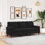 vidaXL Canapea cu 3 locuri cu pernuțe, negru, 180 cm, catifea vidaXL Canapea cu 3 locuri cu pernuțe, negru, 180 cm, catifea