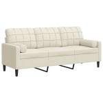 vidaXL Canapea cu 3 locuri cu pernuțe, crem, 180 cm, catifea