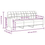 vidaXL Canapea cu 3 locuri cu pernuțe, crem, 180 cm, catifea