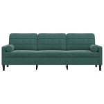 vidaXL Canapea cu 3 locuri cu pernuțe, verde închis, 210 cm, catifea vidaXL Canapea cu 3 locuri cu pernuțe, verde închis, 210 cm, catifea