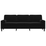 vidaXL Canapea cu 3 locuri cu pernuțe, negru, 210 cm, catifea vidaXL Canapea cu 3 locuri cu pernuțe, negru, 210 cm, catifea
