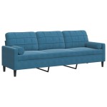 vidaXL Canapea cu 3 locuri cu pernuțe, albastru, 210 cm, catifea vidaXL Canapea cu 3 locuri cu pernuțe, albastru, 210 cm, catifea