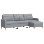 vidaXL Canapea cu 3 locuri și taburet, gri deschis, 210 cm, textil vidaXL Canapea cu 3 locuri și taburet, gri deschis, 210 cm, textil