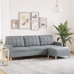 vidaXL Canapea cu 3 locuri și taburet, gri deschis, 210 cm, textil vidaXL Canapea cu 3 locuri și taburet, gri deschis, 210 cm, textil