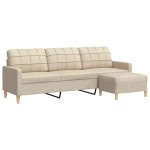 vidaXL Canapea cu 3 locuri și taburet, crem, 210 cm, textil vidaXL Canapea cu 3 locuri și taburet, crem, 210 cm, textil