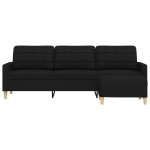 vidaXL Canapea cu 3 locuri și taburet, negru, 210 cm, textil vidaXL Canapea cu 3 locuri și taburet, negru, 210 cm, textil