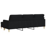 vidaXL Canapea cu 3 locuri și taburet, negru, 210 cm, textil vidaXL Canapea cu 3 locuri și taburet, negru, 210 cm, textil