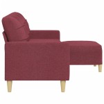 vidaXL Canapea cu 3 locuri și taburet, roșu vin, 210 cm, textil
