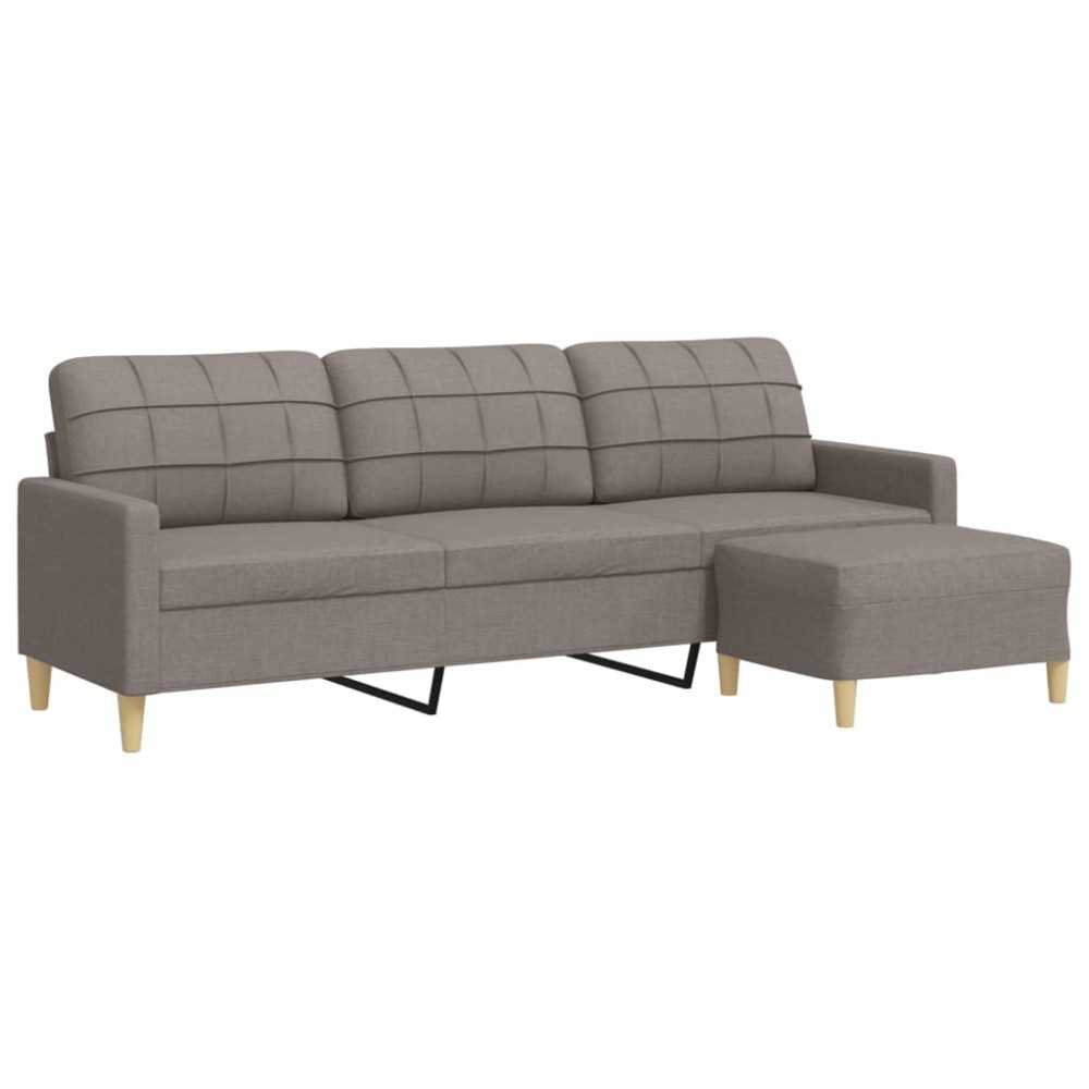 vidaXL Canapea cu 3 locuri și taburet, taupe, 210 cm, textil
