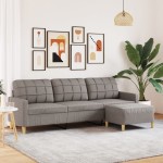 vidaXL Canapea cu 3 locuri și taburet, taupe, 210 cm, textil vidaXL Canapea cu 3 locuri și taburet, taupe, 210 cm, textil
