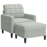 vidaXL Fotoliu canapea cu taburet, gri deschis, 60 cm, catifea