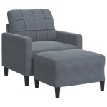 vidaXL Fotoliu canapea cu taburet, gri închis, 60 cm, catifea