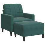 vidaXL Fotoliu canapea cu taburet, verde închis, 60 cm, catifea