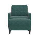 vidaXL Fotoliu canapea cu taburet, verde închis, 60 cm, catifea