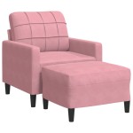vidaXL Fotoliu canapea cu taburet, roz, 60 cm, catifea