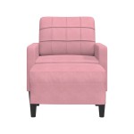 vidaXL Fotoliu canapea cu taburet, roz, 60 cm, catifea